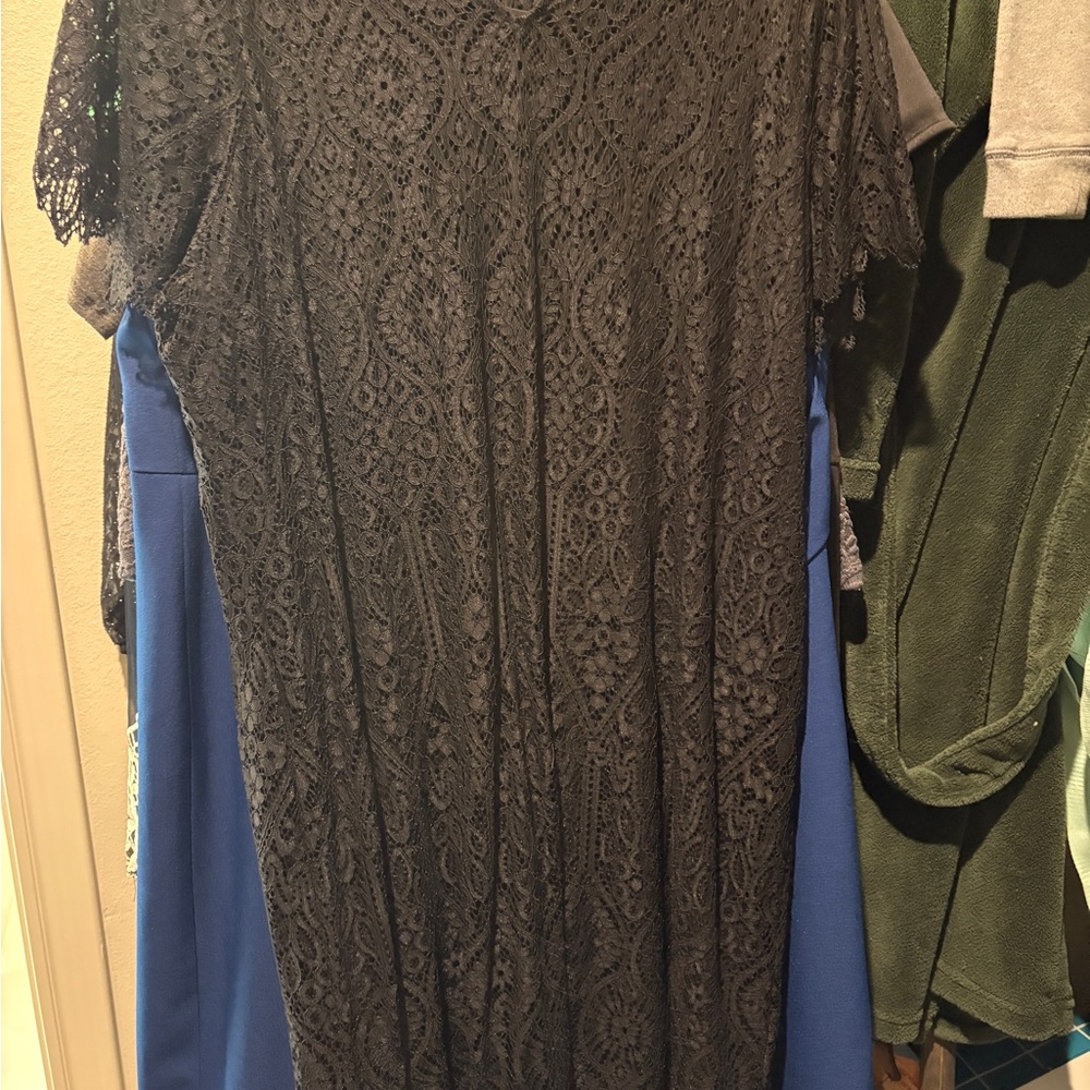 C. Wonder Black Lace Midi Dress